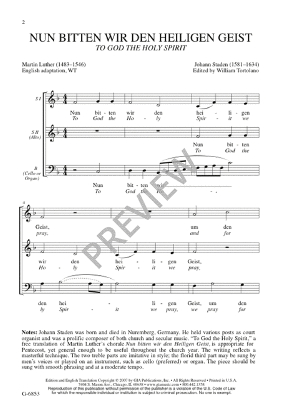 Nun bitten wir den Heiligen Geist 3-Part scores gallery preview page 2