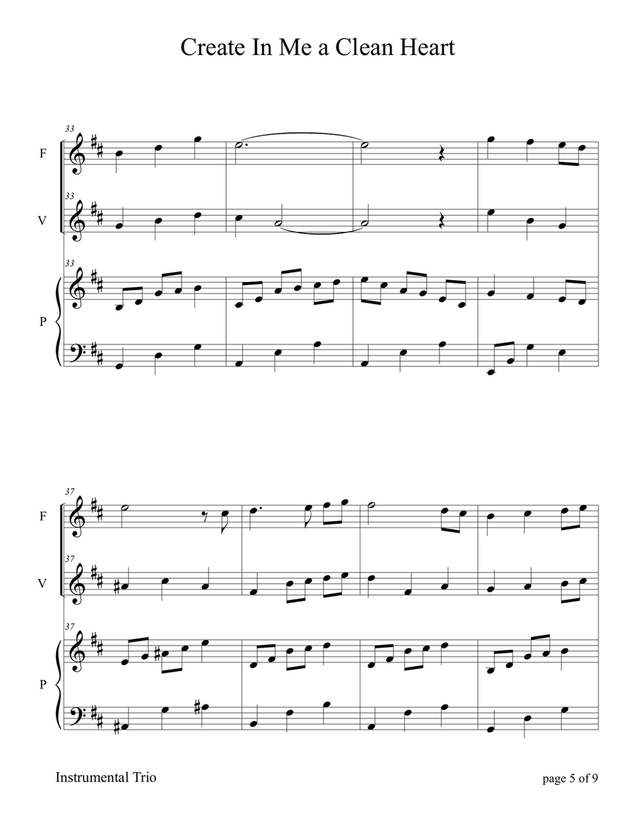 Create In Me a Clean Heart ~ Psalm 51 (for Flute and/or Violin Duet with Piano accompaniment) Flute scores gallery preview page 6