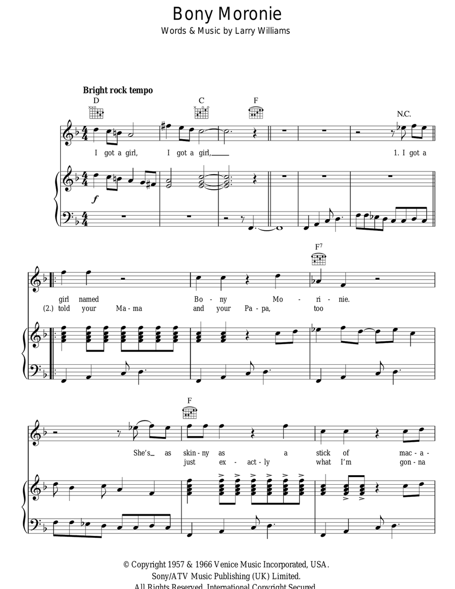 Bony Moronie Guitar scores gallery preview page 1
