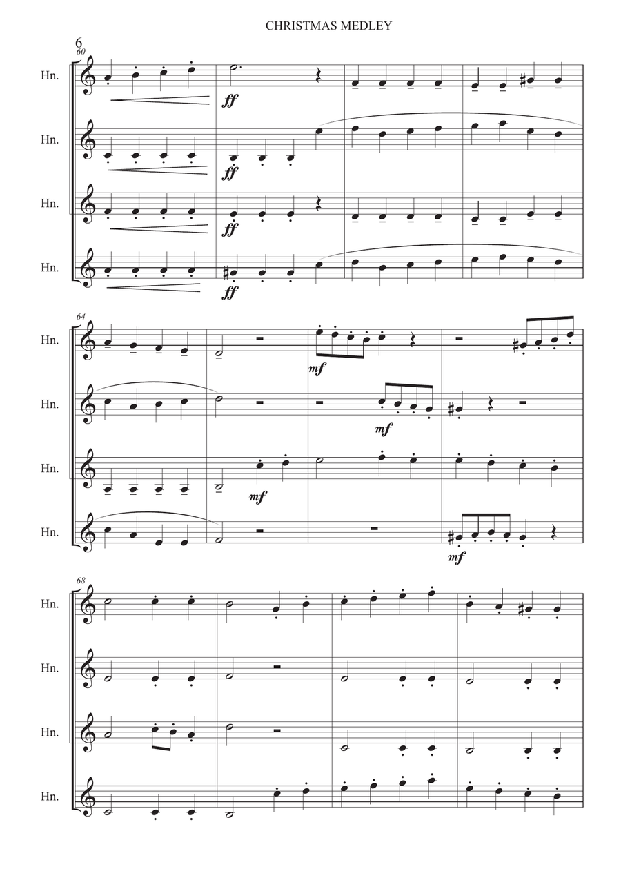 Christmas Medley - French Horn Quartet Brass Quartet scores gallery preview page 6