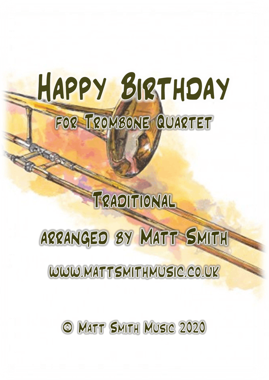 Happy Birthday - TROMBONE QUARTET Brass Quartet scores gallery preview page 1