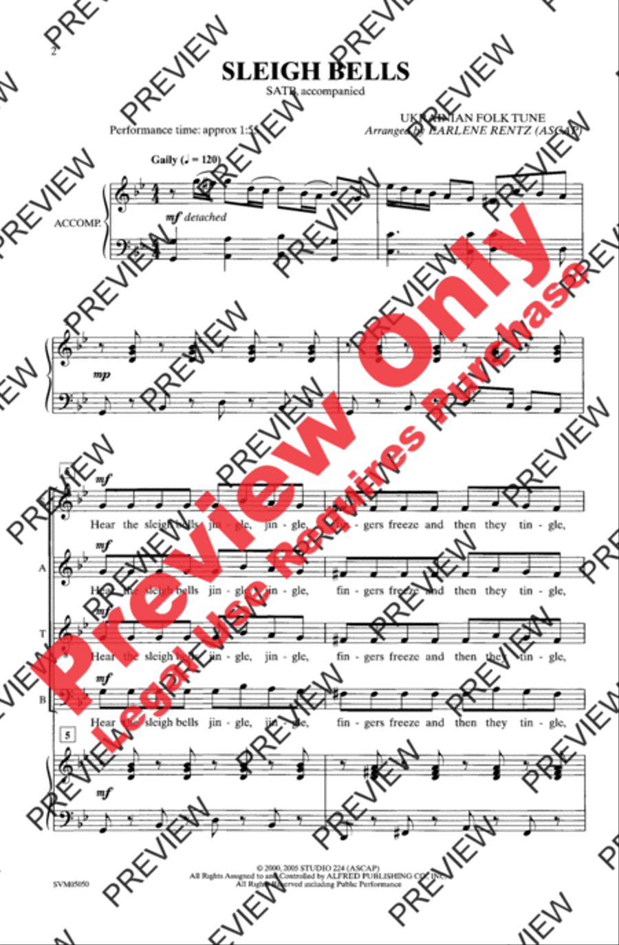 Sleigh Bells 4-Part scores gallery preview page 2