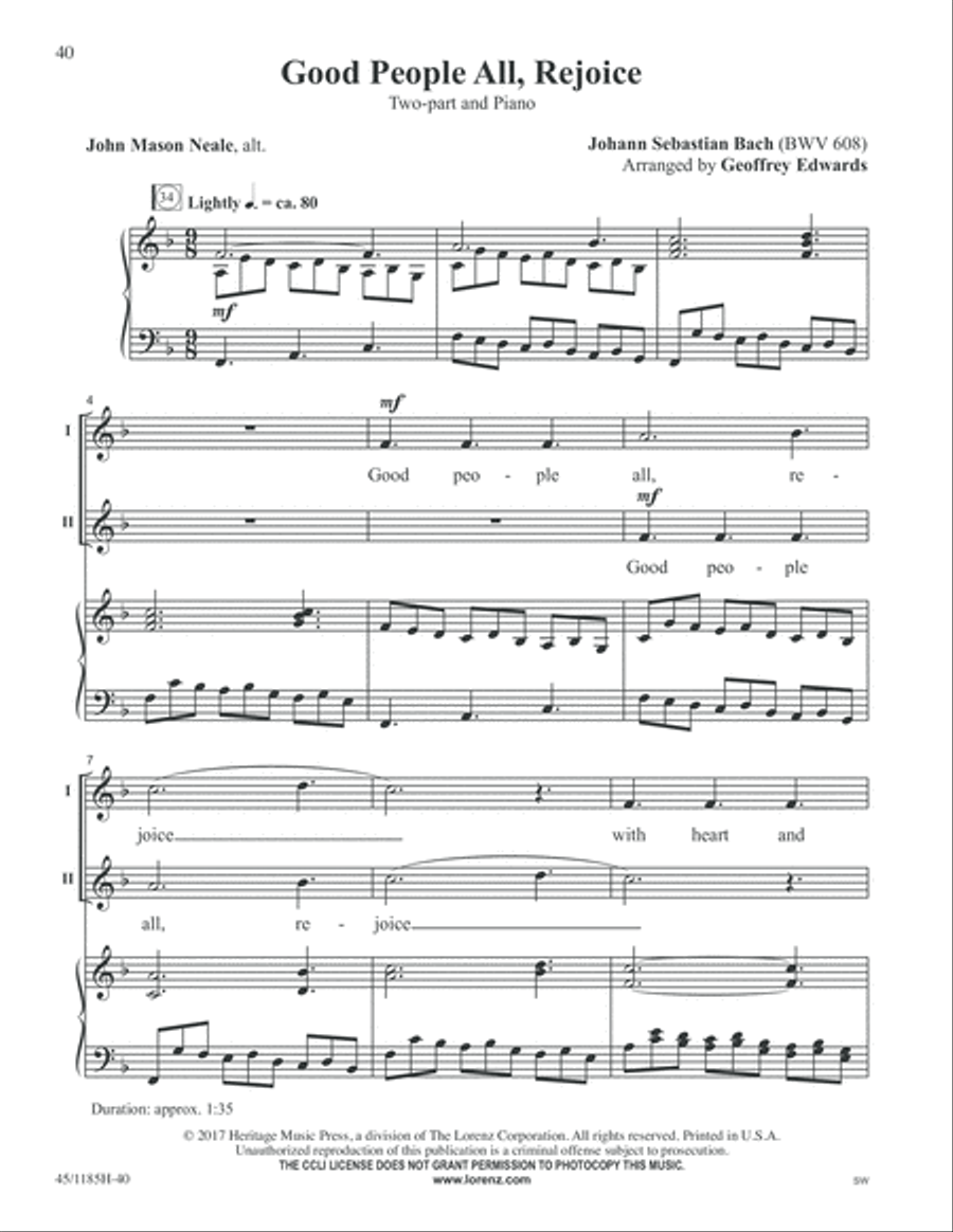 Bach for Young Voices 2-Part scores gallery preview page 40