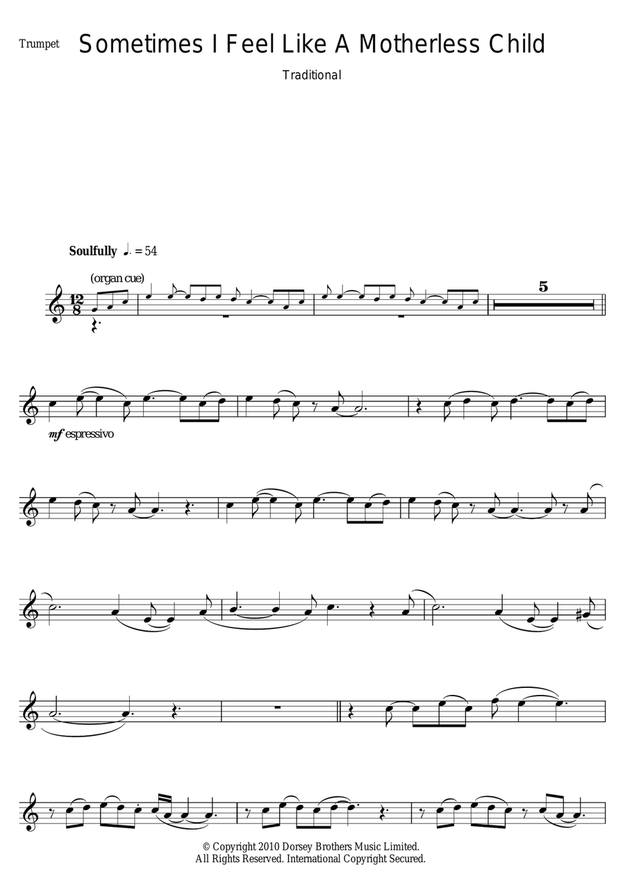 Sometimes I Feel Like A Motherless Child Trumpet Solo scores gallery preview page 1