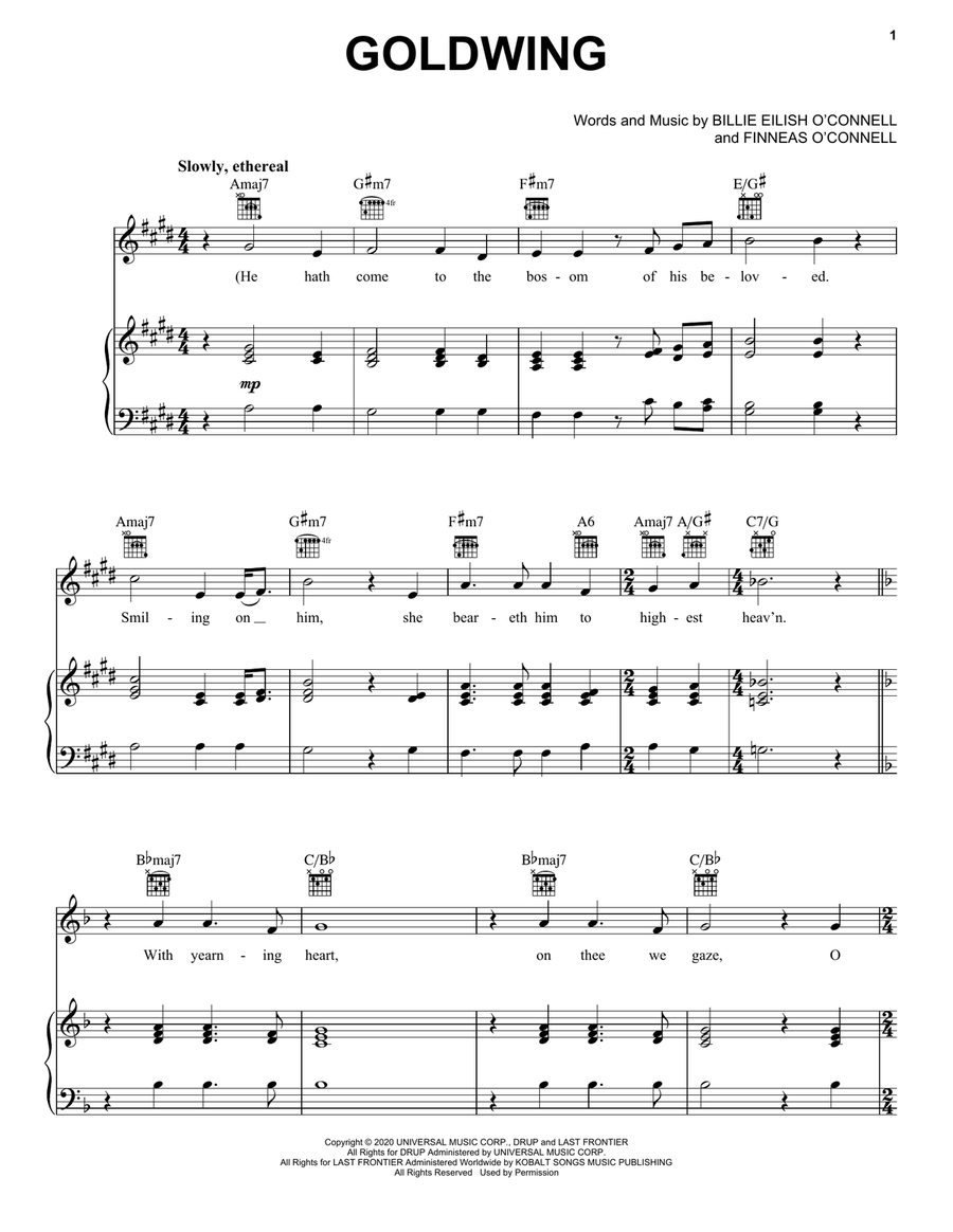 GOLDWING Piano, Vocal, Guitar scores gallery preview page 1