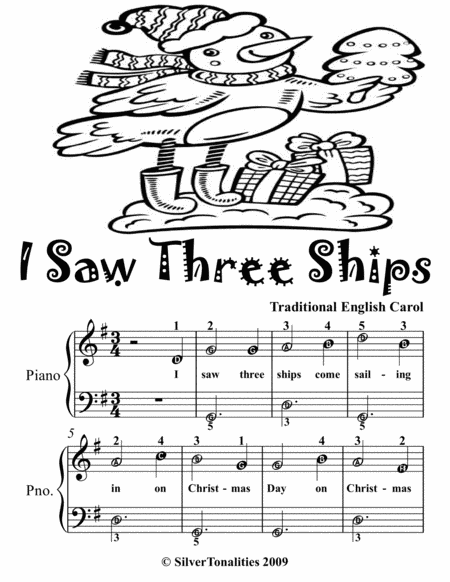 I Saw Three Ships Easy Piano Sheet Music 2nd Edition