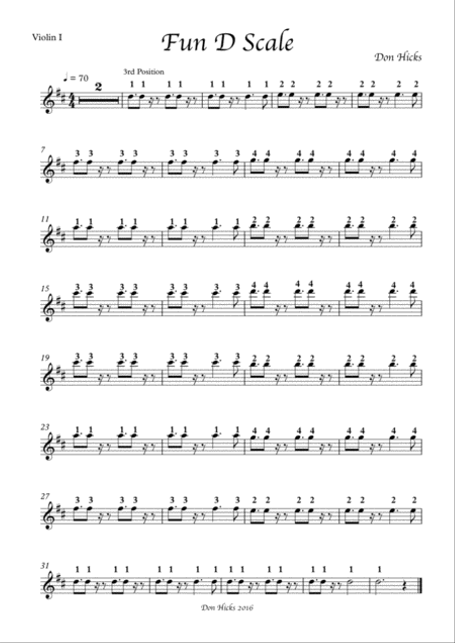 Fun D Scale for Violin and/or Viola String Duet scores gallery preview page 1