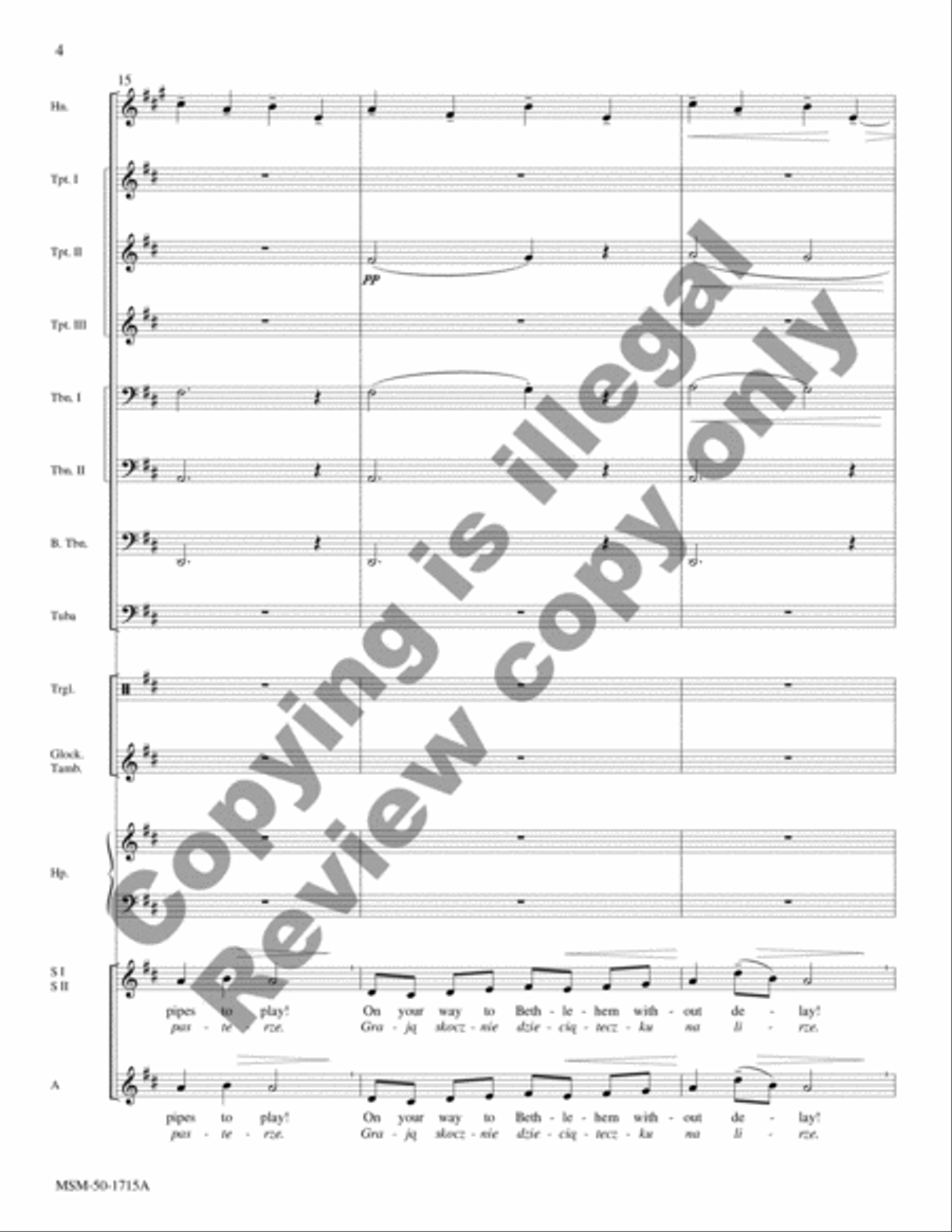 Shepherds, Run Along/Przybieżeli do Betlejem pasterze (SSA Brass Ensemble Score) SSA scores gallery preview page 14