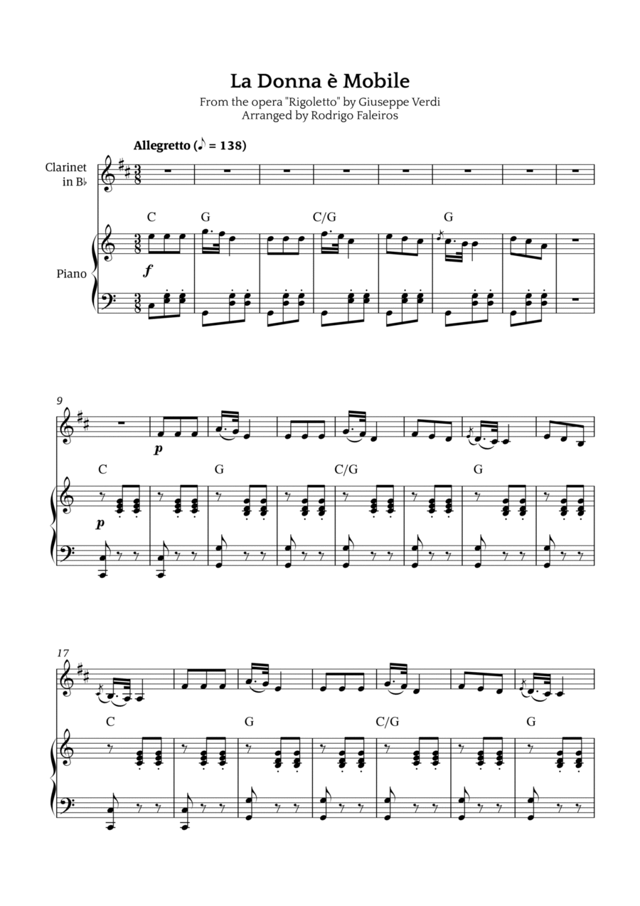 La Donna è Mobile Chamber Music scores gallery preview page 1