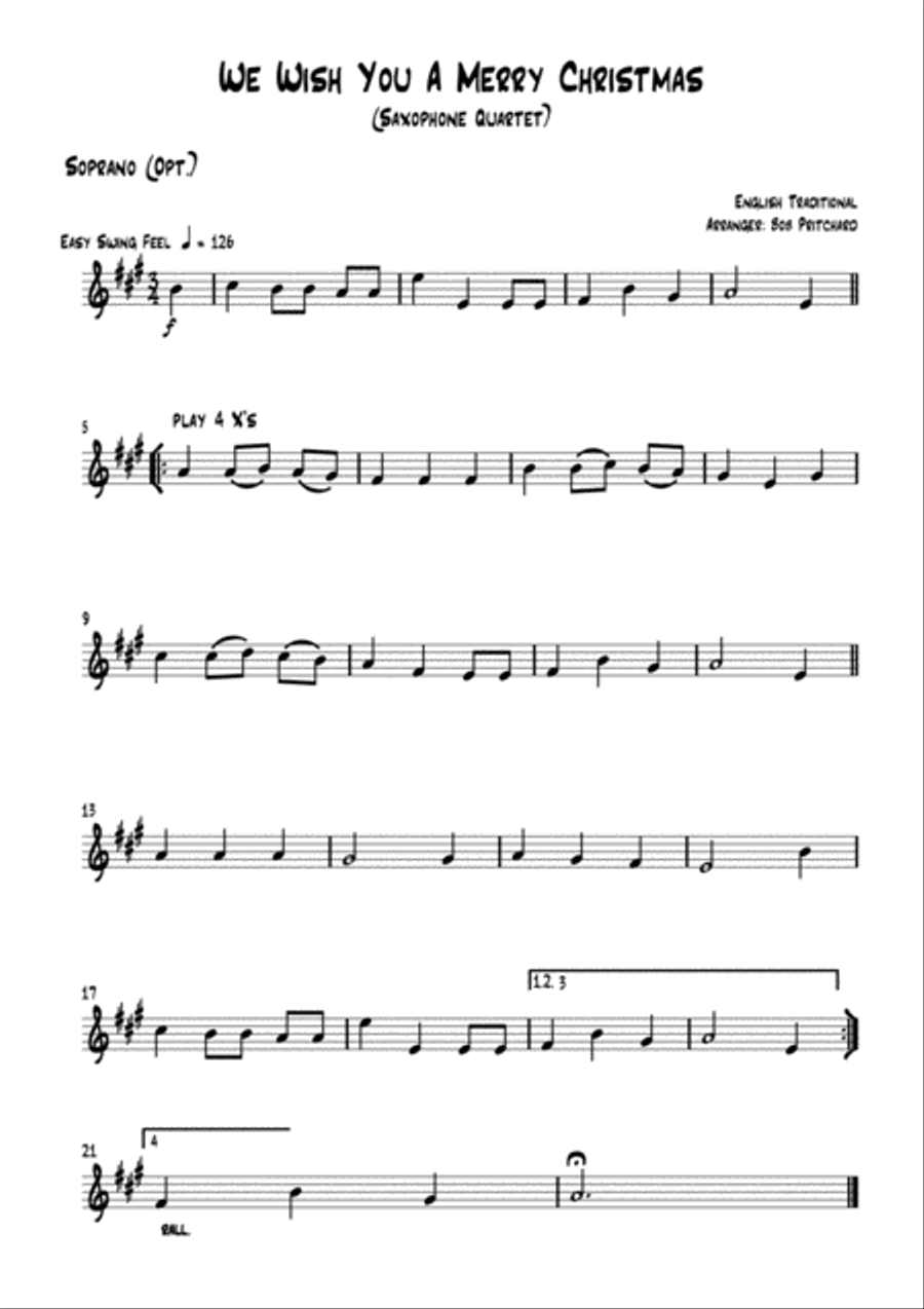 We Wish You A Merry Christmas Woodwind Quartet scores gallery preview page 4