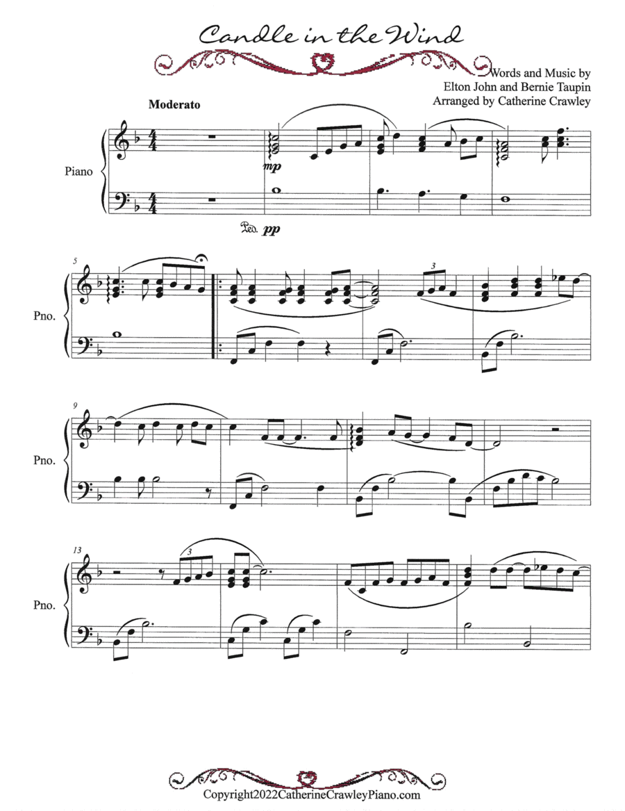 Candle In The Wind Piano Solo scores gallery preview page 1