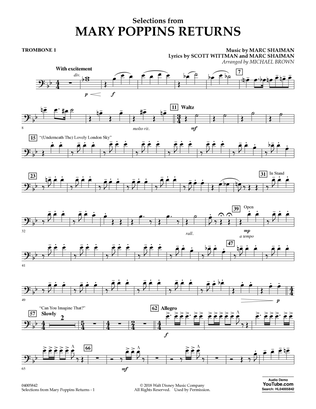 Selections from Mary Poppins Returns (arr. Michael Brown) - Trombone 1