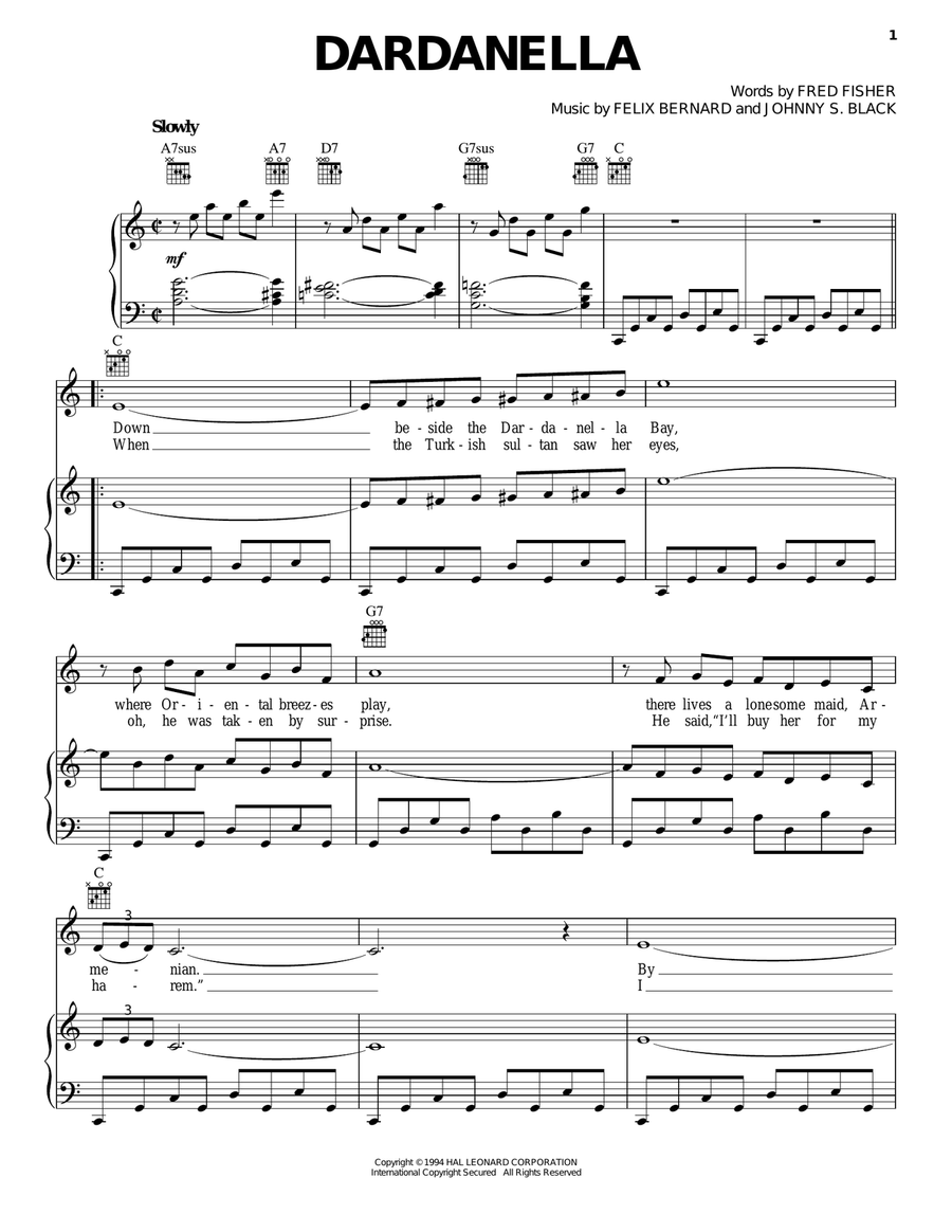 Dardanella Piano, Vocal, Guitar scores gallery preview page 1