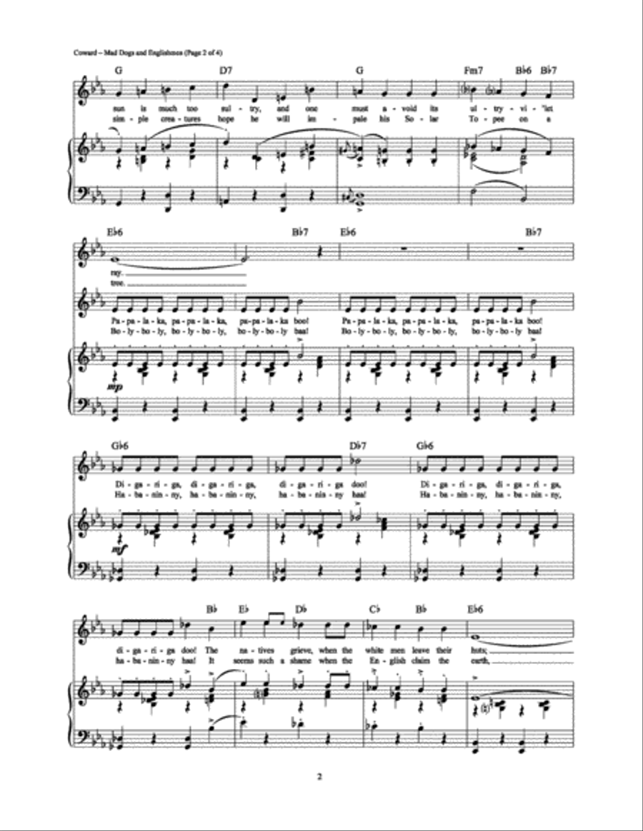 Mad Dogs and Englishmen Piano, Vocal, Guitar scores gallery preview page 2