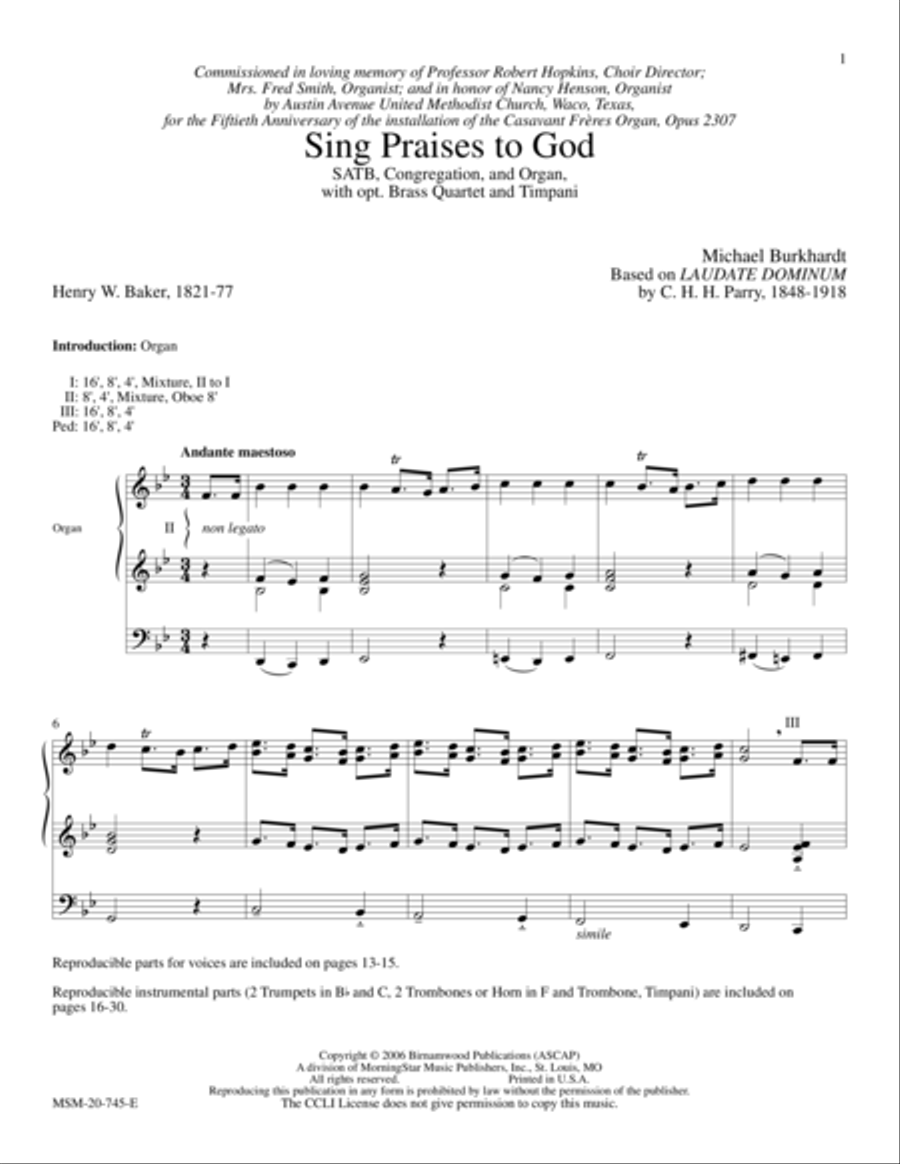 Sing Praises to God 4-Part scores gallery preview page 1