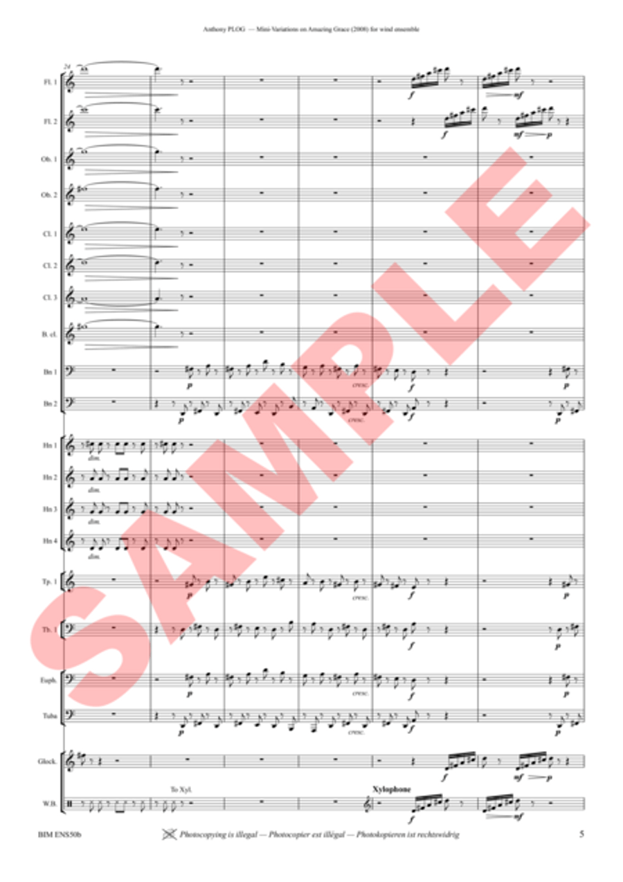 Mini-Variations on Amazing Grace Bass Clarinet scores gallery preview page 4