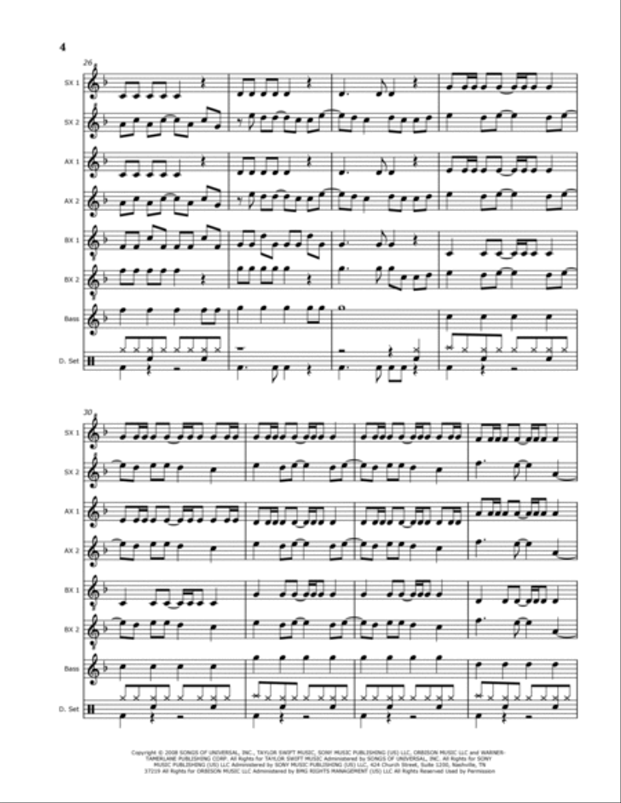 You Belong With Me Percussion Ensemble scores gallery preview page 4
