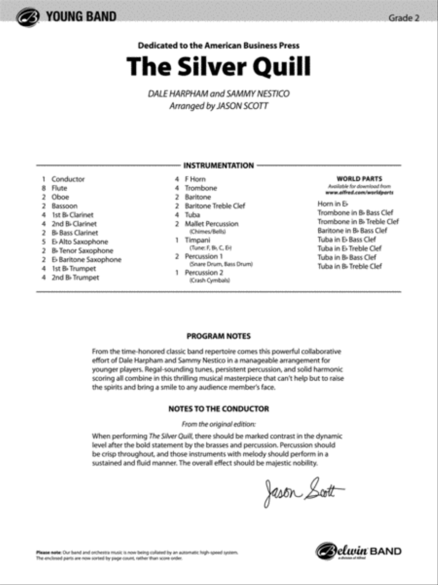 The Silver Quill: Score Concert Band scores gallery preview page 1
