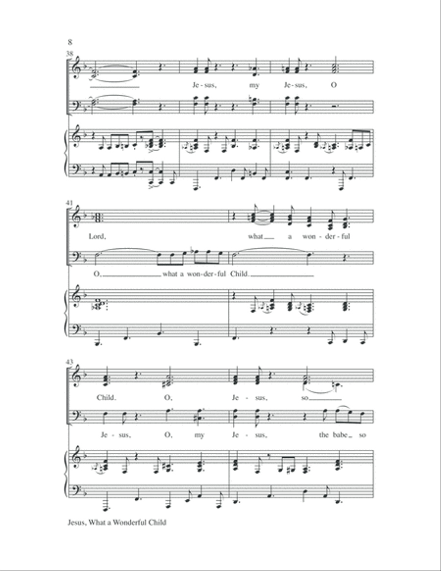 Jesus, What a Wonderful Child with Amen 4-Part scores gallery preview page 8