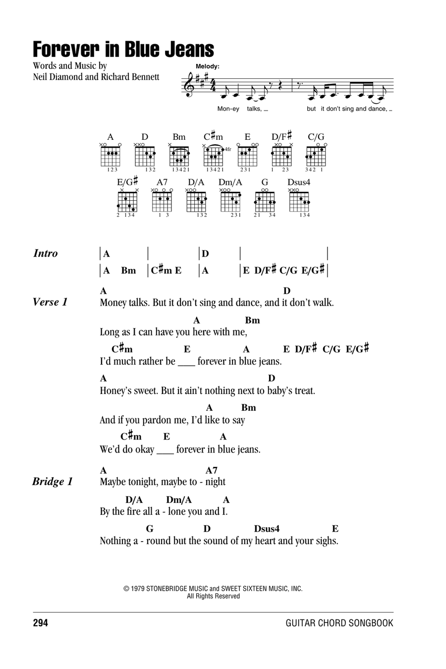 Forever In Blue Jeans Forever In Blue Jeans Acoustic Guitar scores gallery preview page 1