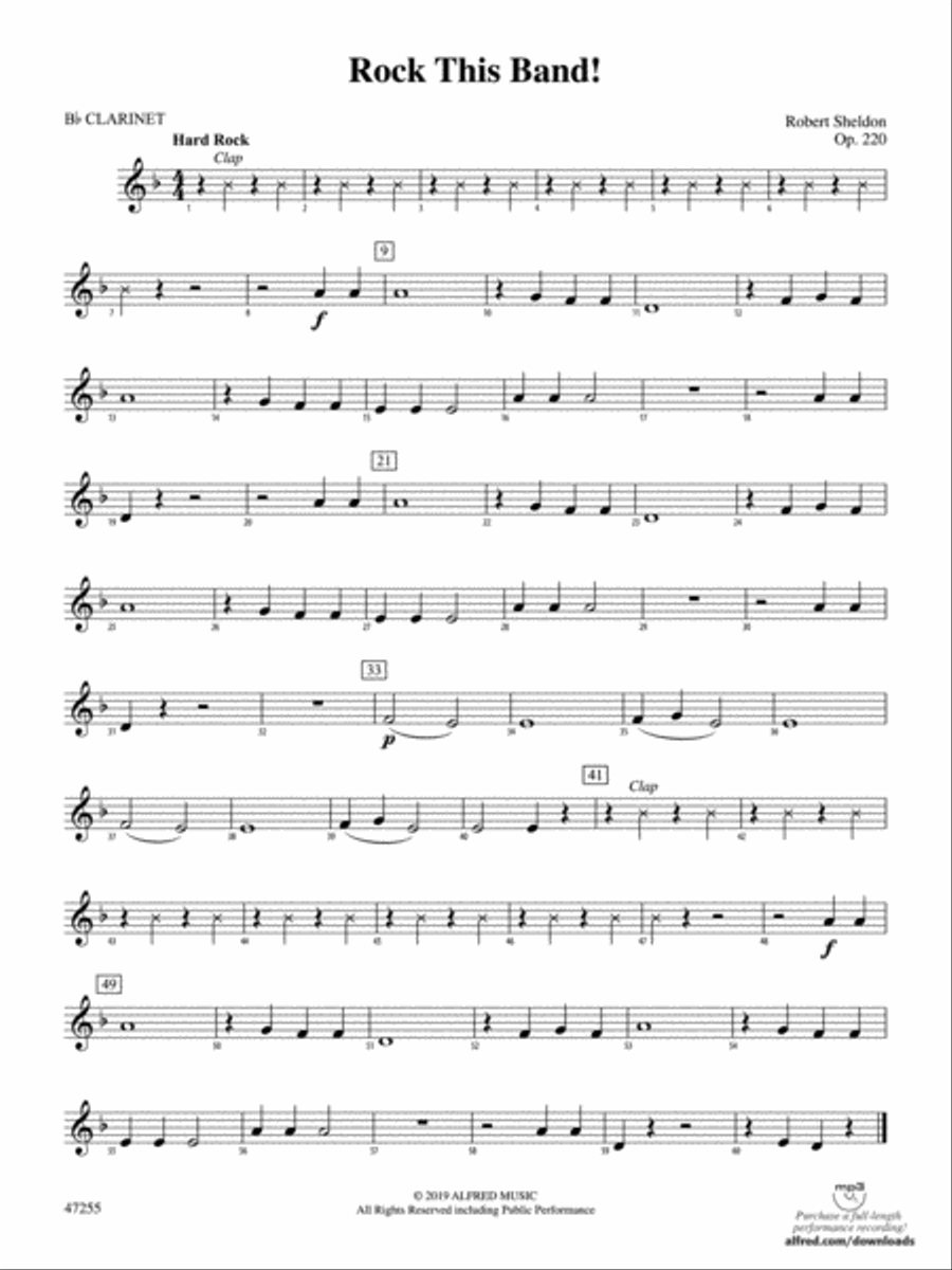 Rock This Band!: 1st B-flat Clarinet Concert Band scores gallery preview page 1