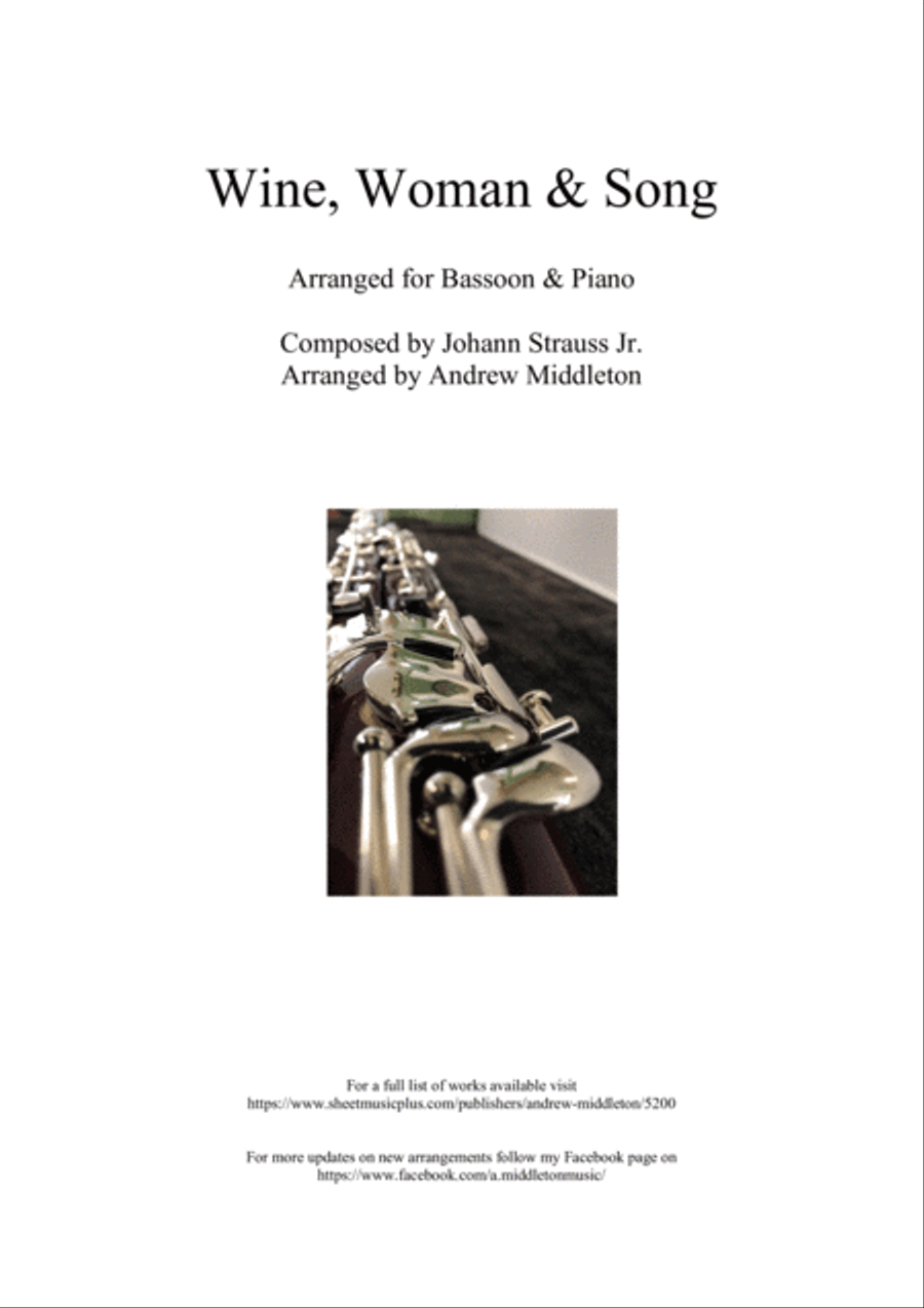 Wine, Women and Song arranged for Bassoon and Piano Bassoon Solo scores gallery preview page 1