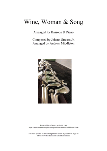 Wine, Women and Song arranged for Bassoon and Piano image number null