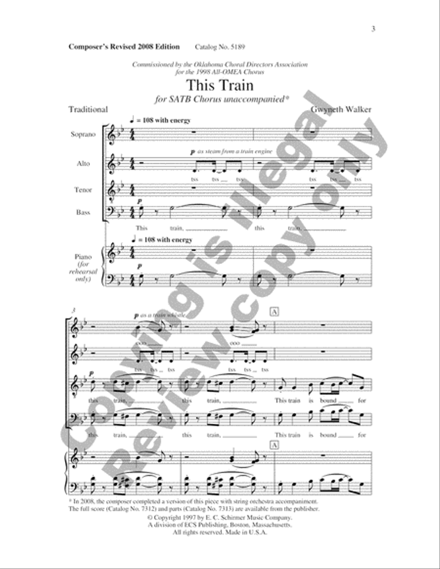 Gospel Songs: This Train (Piano/Choral Score) 4-Part scores gallery preview page 3