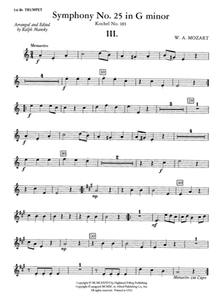 Mozart's Symphony No. 25 in G Minor, 3rd & 4th Movements: 1st B-flat Trumpet