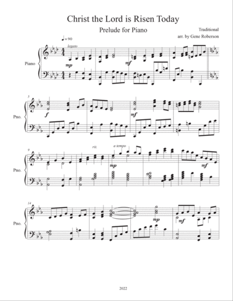 Christ the Lord is Risen Today Piano Prelude Piano Solo scores gallery preview page 2