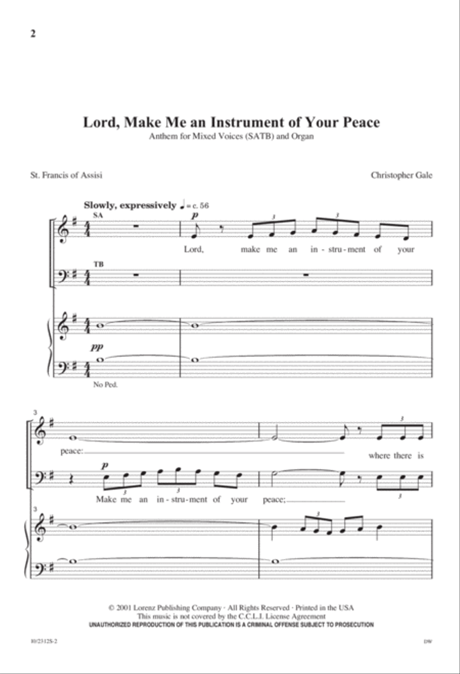 Lord, Make Me an Instrument of Your Peace 4-Part scores gallery preview page 2