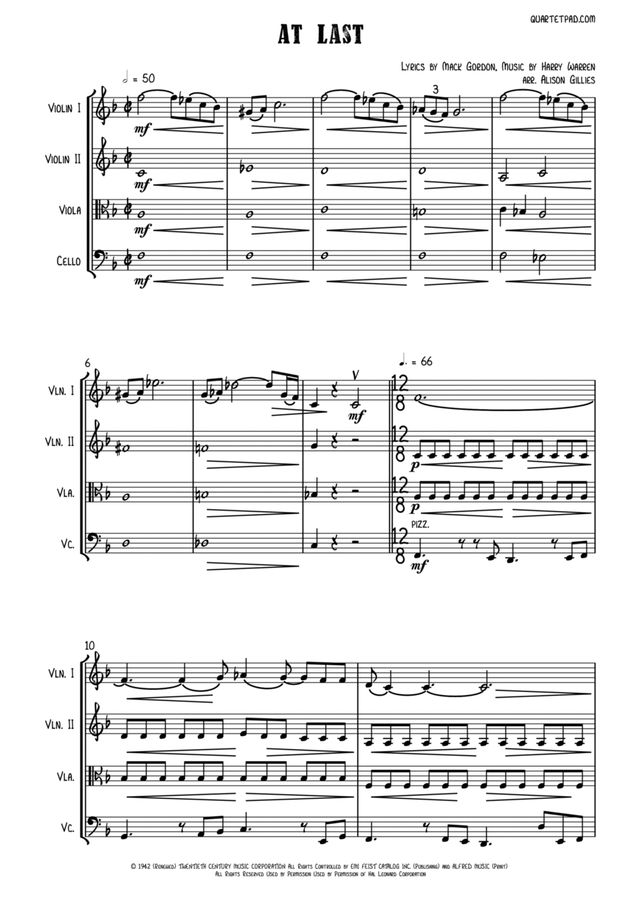 At Last String Quartet scores gallery preview page 1