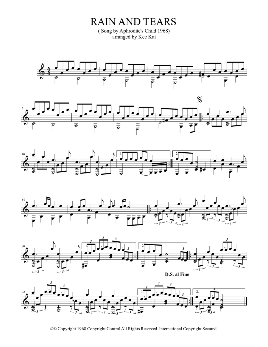 Rain And Tears (solo guitar) Acoustic Guitar scores gallery preview page 1