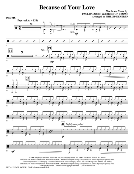 Because Of Your Love (arr. Phillip Keveren) - Drums