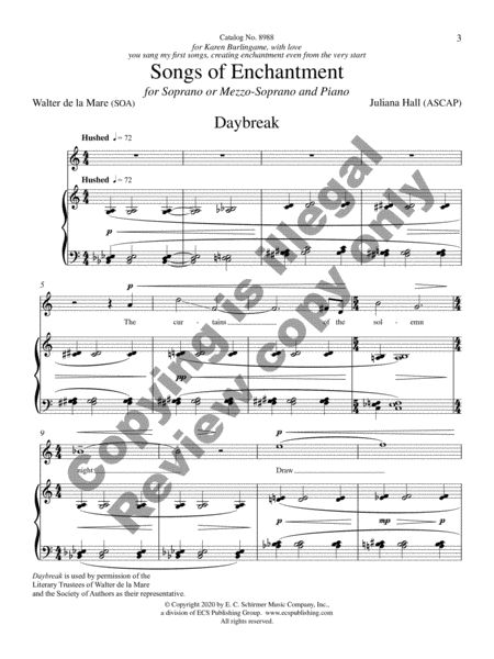 Songs of Enchantment: Ten Songs for Soprano and Piano on Poems by Walter de la Mare by Juliana Hall Mezzo-Soprano Voice - Sheet Music