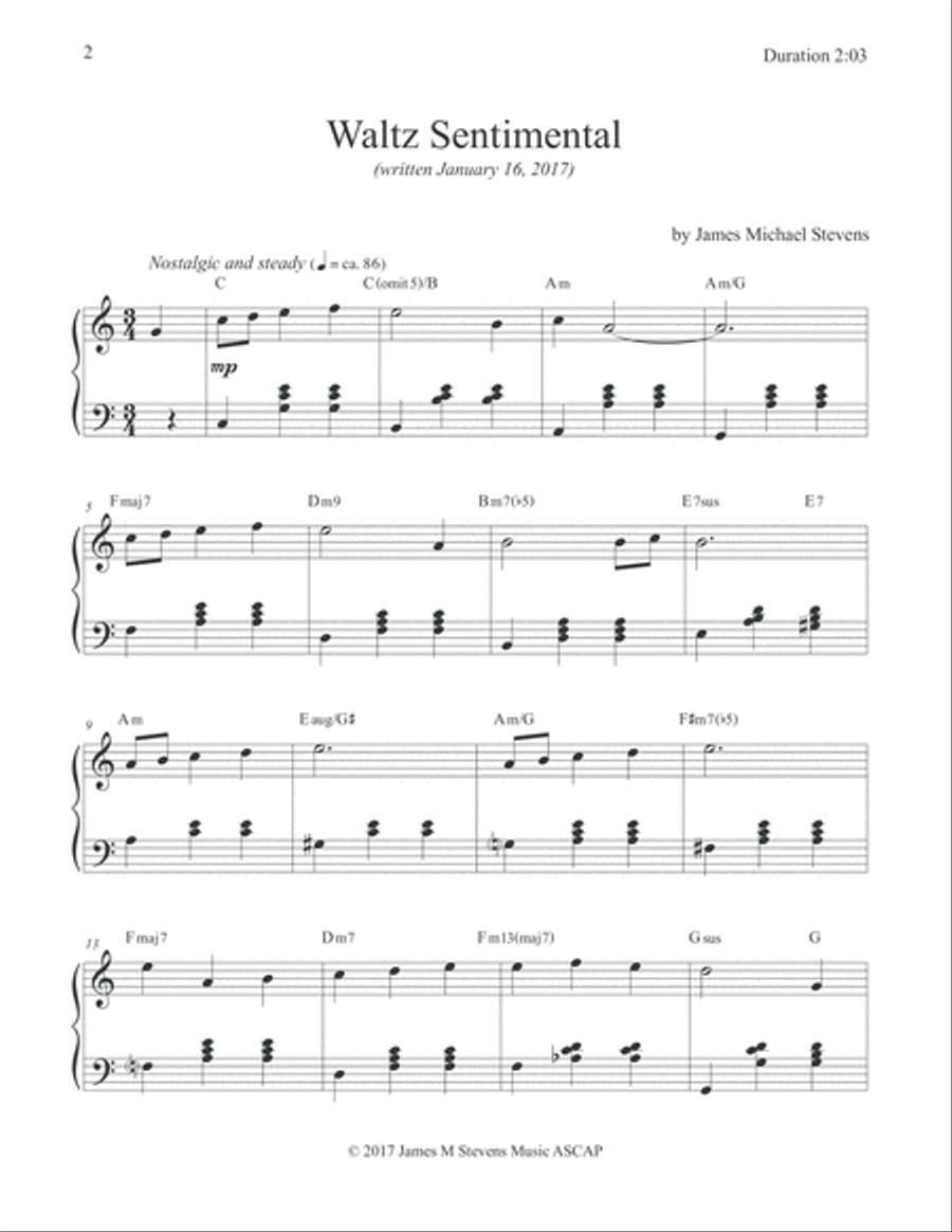 Waltz Sentimental (Romantic Piano) Piano Solo scores gallery preview page 2