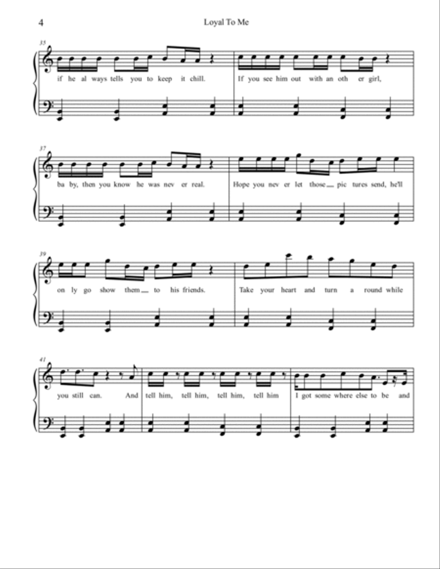 Loyal To Me Piano, Vocal scores gallery preview page 4