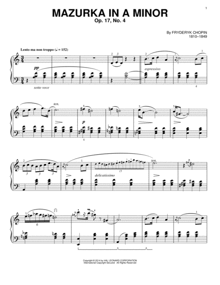 Mazurka In A Minor, Op. 17, No. 4