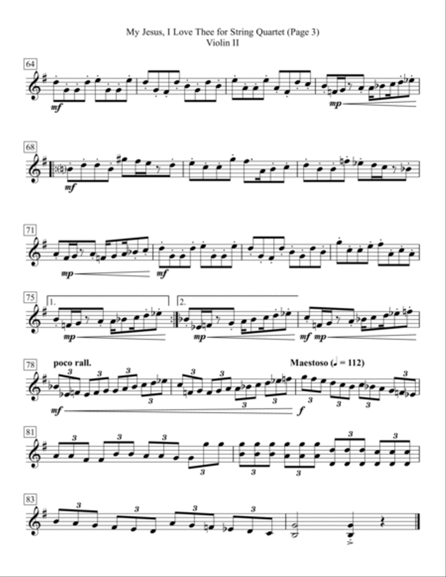 My Jesus, I Love Thee for String Quartet String Quartet scores gallery preview page 6