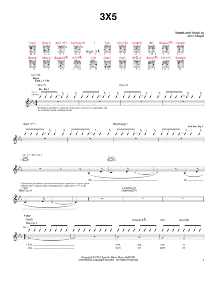 3X5 Acoustic Guitar scores gallery preview page 1