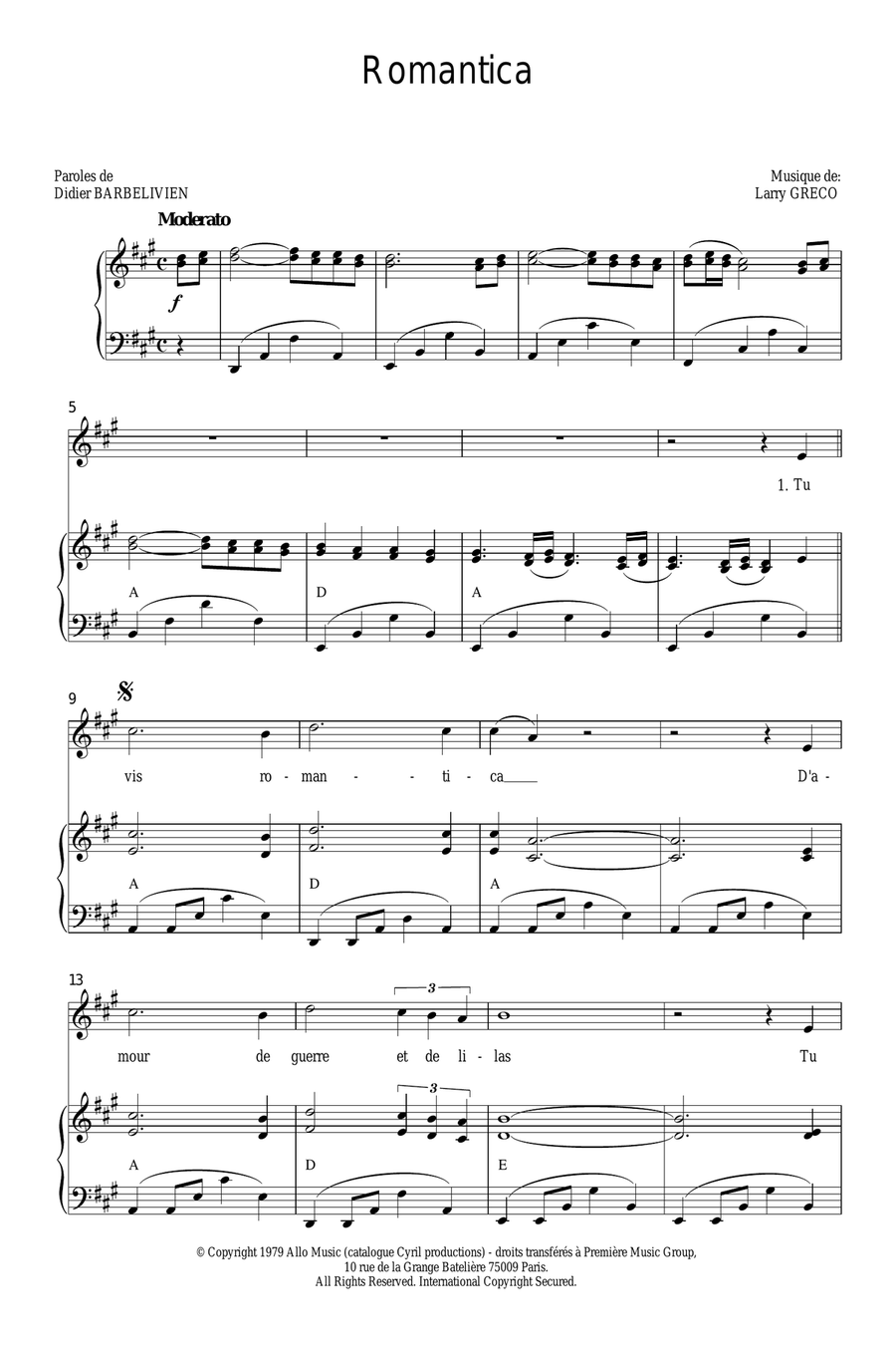 Romantica Romantica Piano, Vocal scores gallery preview page 1