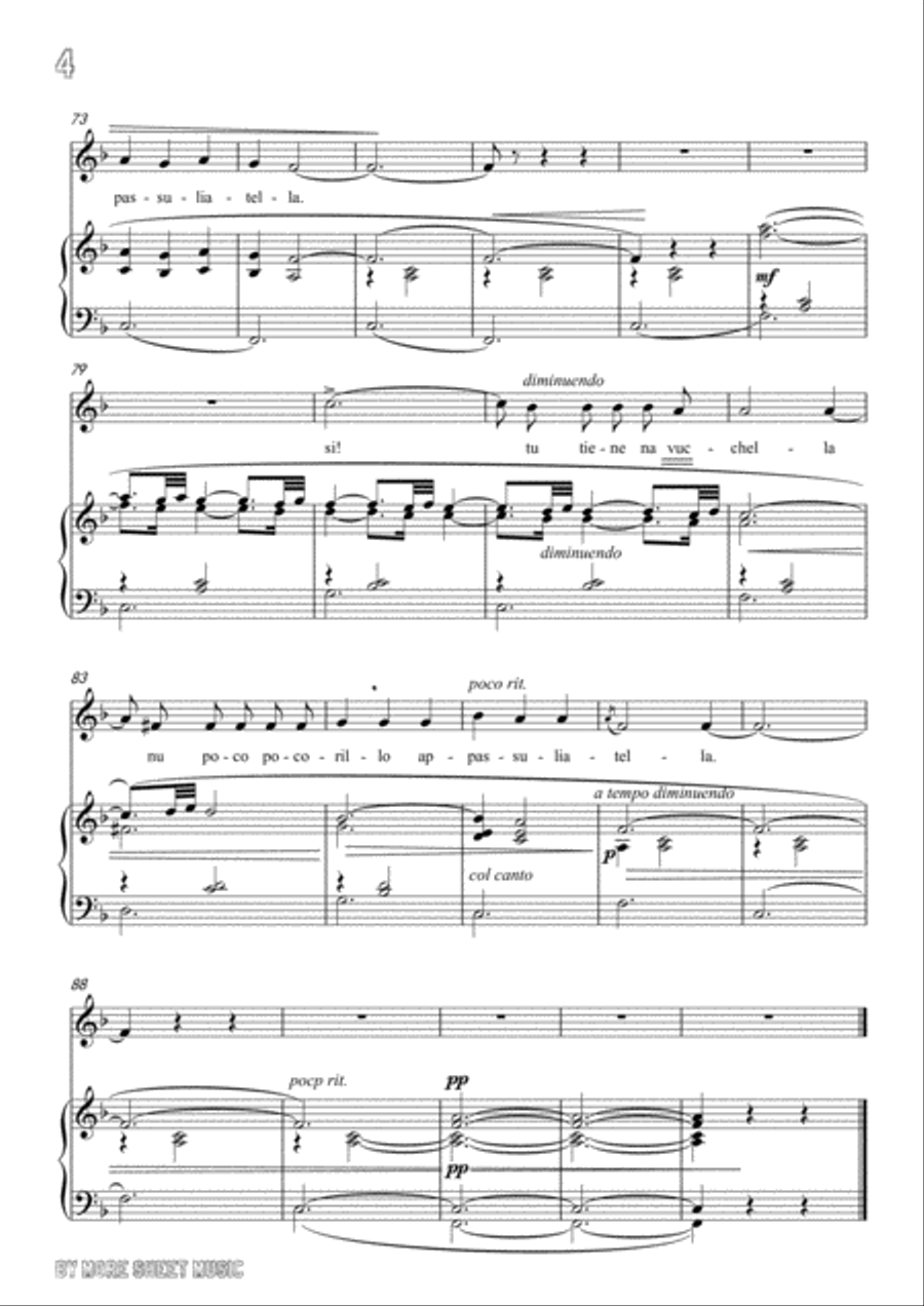 Tosti-'A Vucchella in F Major,for Voice and Piano Voice Solo scores gallery preview page 6