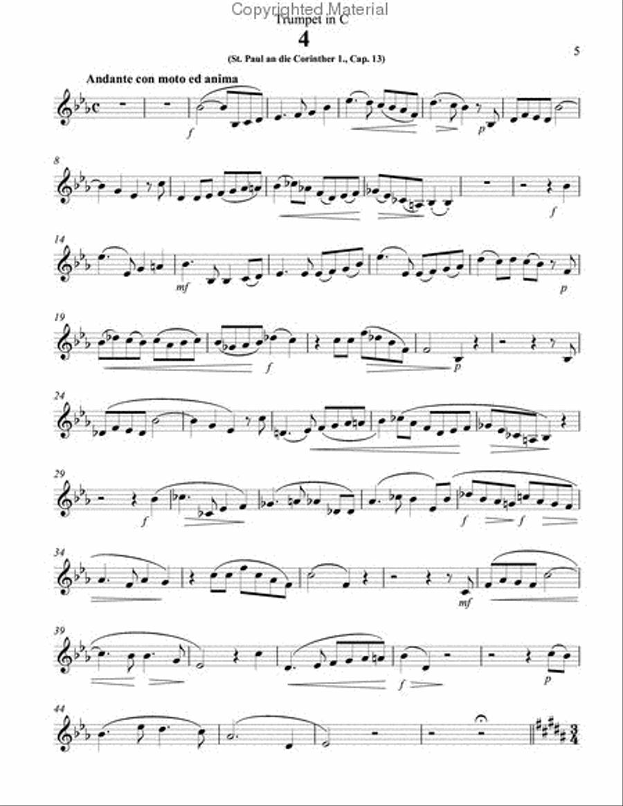 Four Serious Songs for Trumpet and Piano Trumpet Solo scores gallery preview page 3