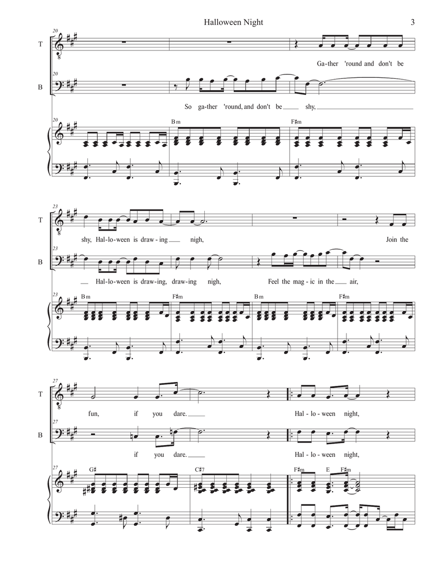 Halloween Night (Duet for Tenor and Bass solo) Tenor Voice scores gallery preview page 3