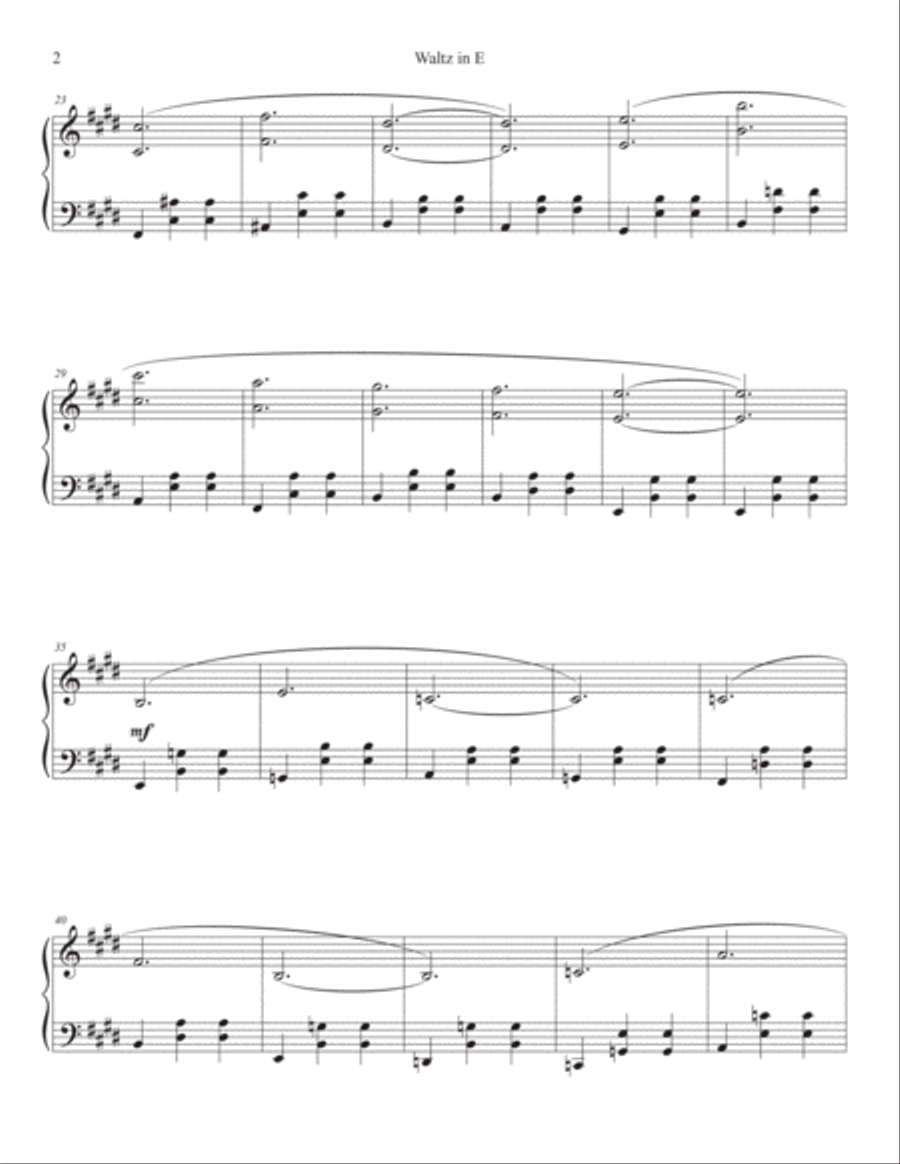 Waltz in E Piano Solo scores gallery preview page 2