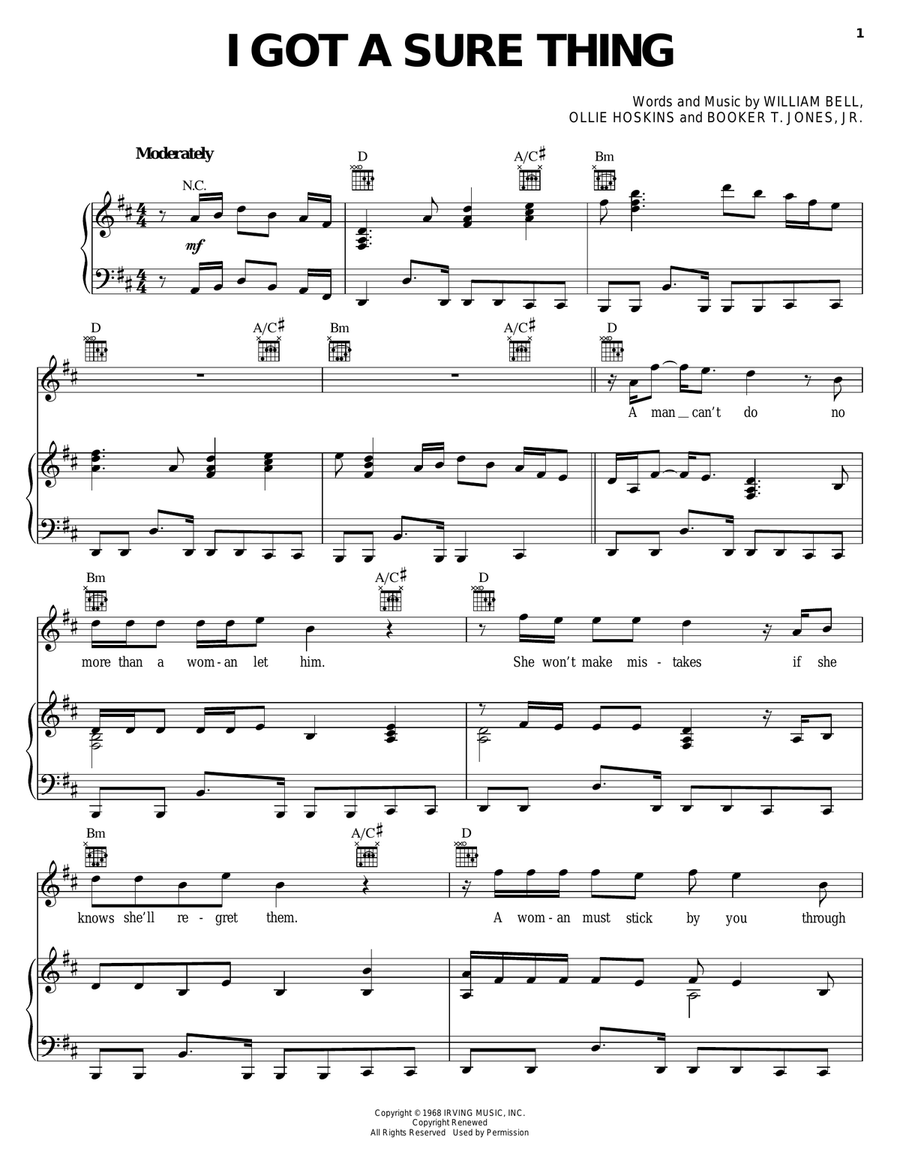 I Got A Sure Thing I Got A Sure Thing Piano, Vocal, Guitar scores gallery preview page 1