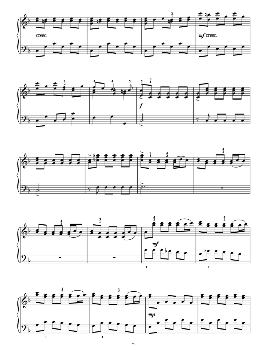Allegro (from The Water Music Suite) Easy Piano scores gallery preview page 2