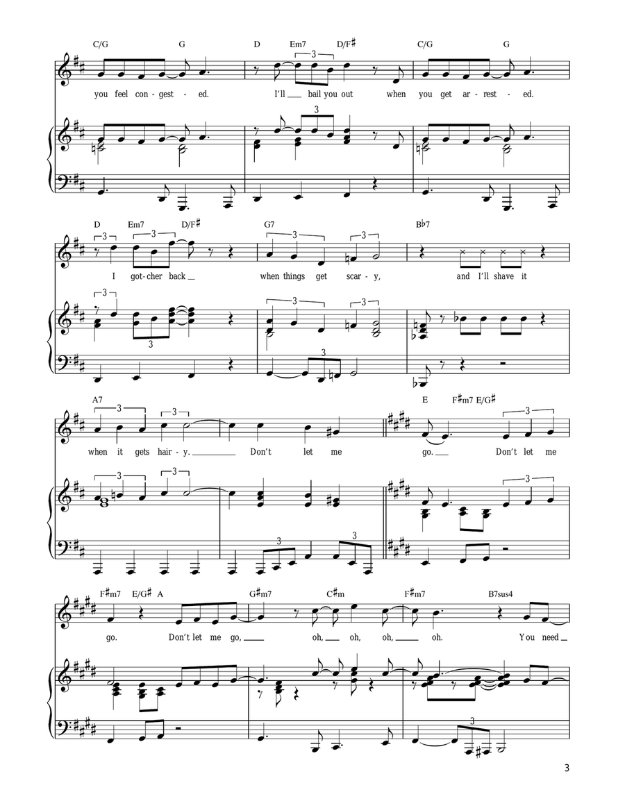 Don't Let Me Go Piano, Vocal, Guitar scores gallery preview page 3