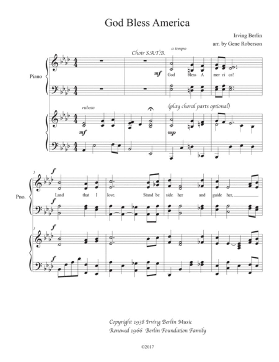 God Bless America Voice scores gallery preview page 2