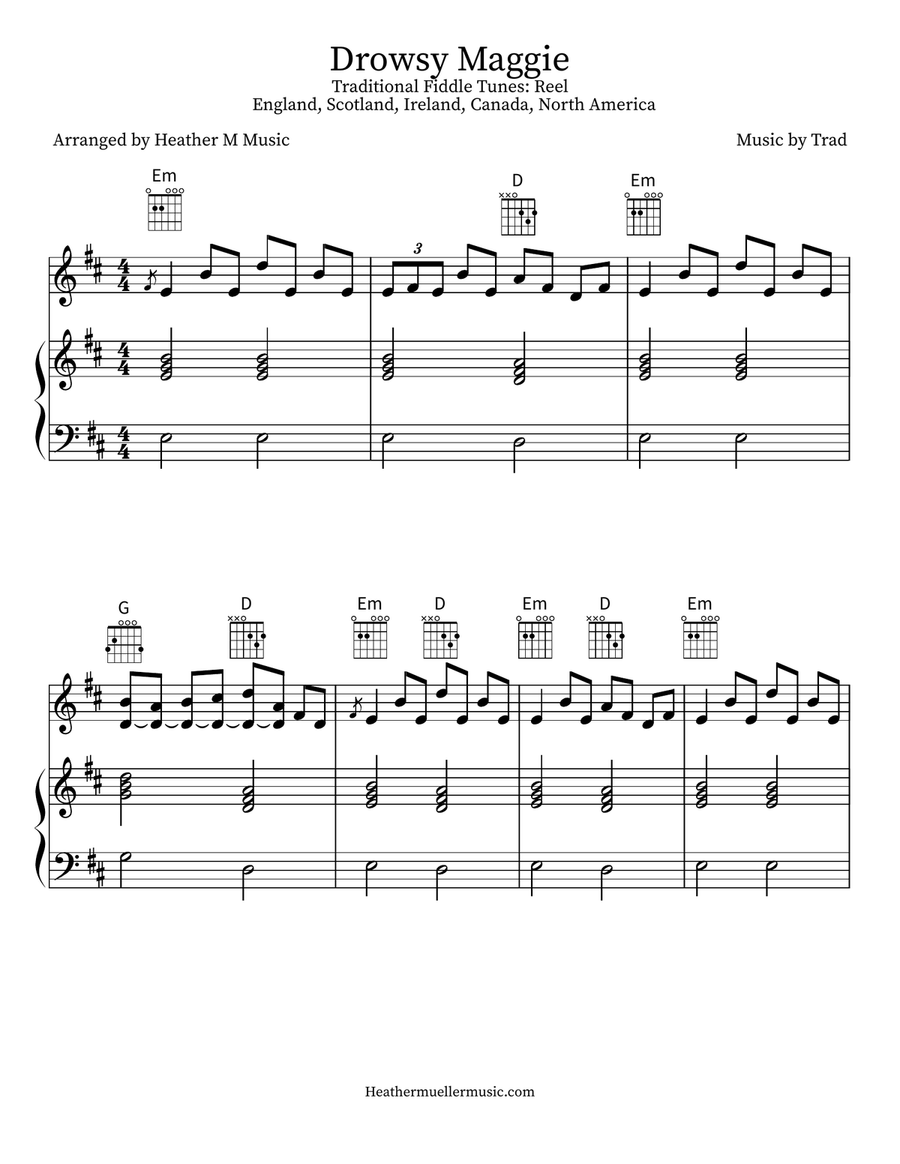Drowsy Maggie Violin Solo scores gallery preview page 1